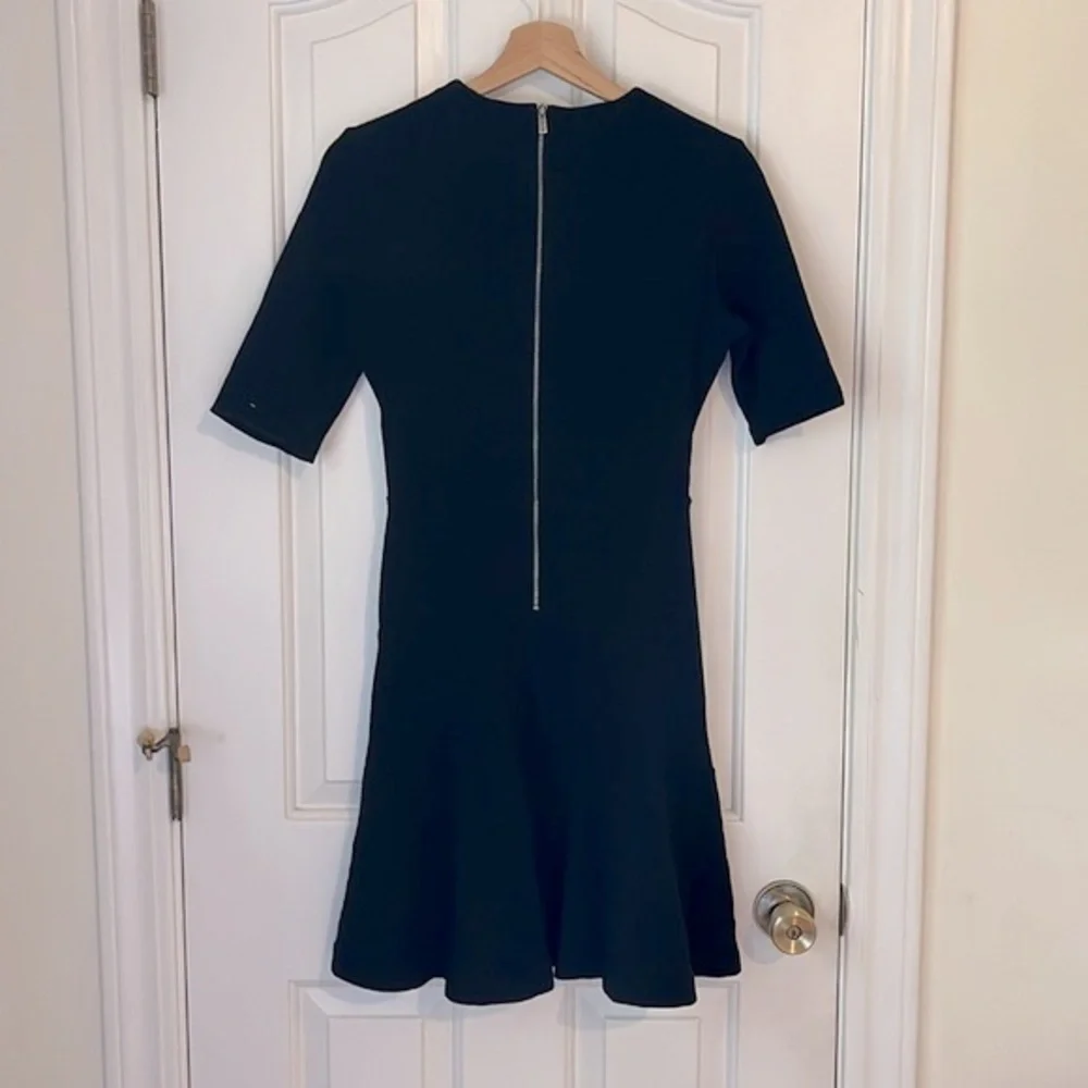 Whistles | Fit & Flare V-Neck Ribbed Cotton Dress‎ Exposed Zipper 90s Y2K Size 6